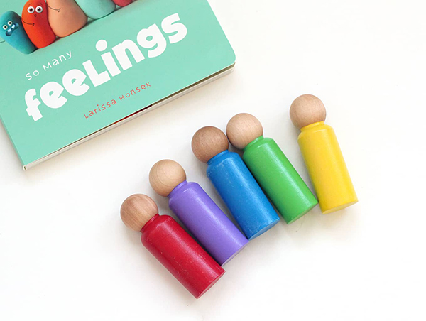 rainbow peg dolls from the May 2023 Howdy Baby maternity subscription box for mom and baby