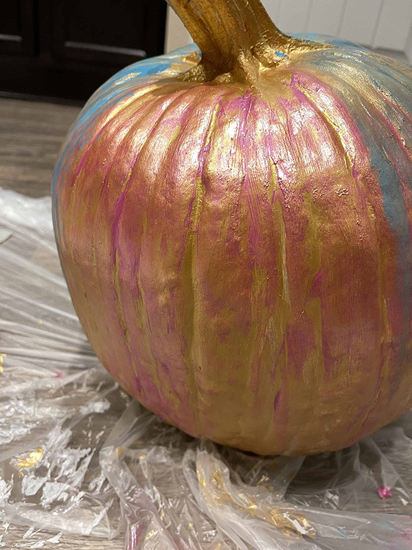 metallic pink and gold pumpkin