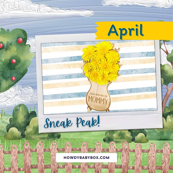 Howdy Baby mommy and me monthly box sneak peek 1 wooden flower display for mom