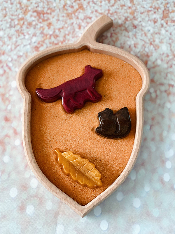 acorn shaped Montessori sorting tray