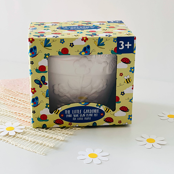 paint your own flower pot activity from the May 2024 Howdy Kids Mother's Day subscription box