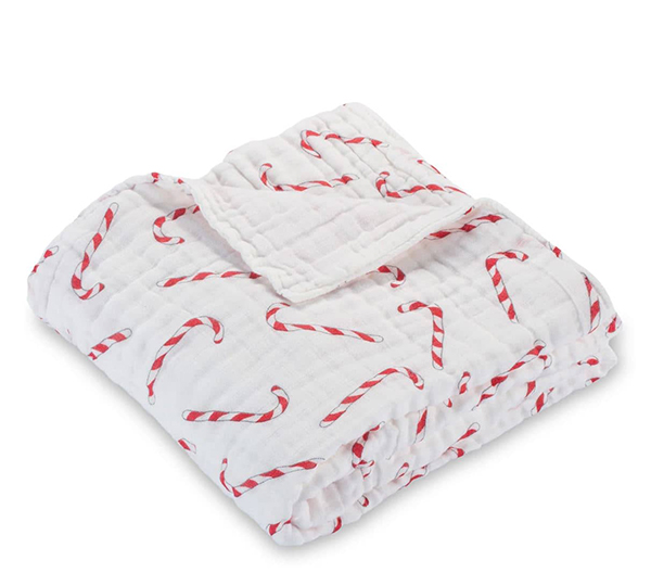 muslin candy cane print baby quilt