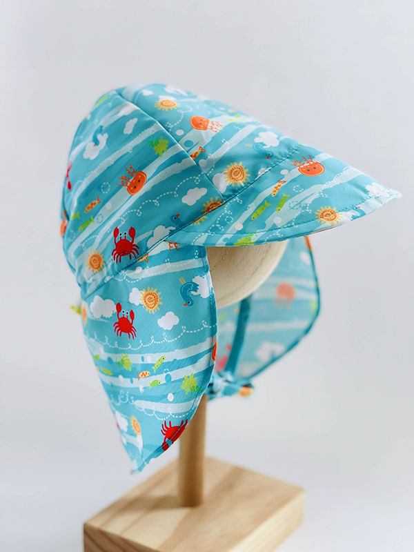 blue sea animal print newborn baby sun hat