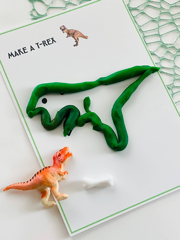 t-rex made our of green play dough