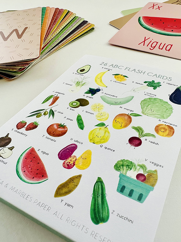 preschool subscription box fruit and veggie flash cards for kids