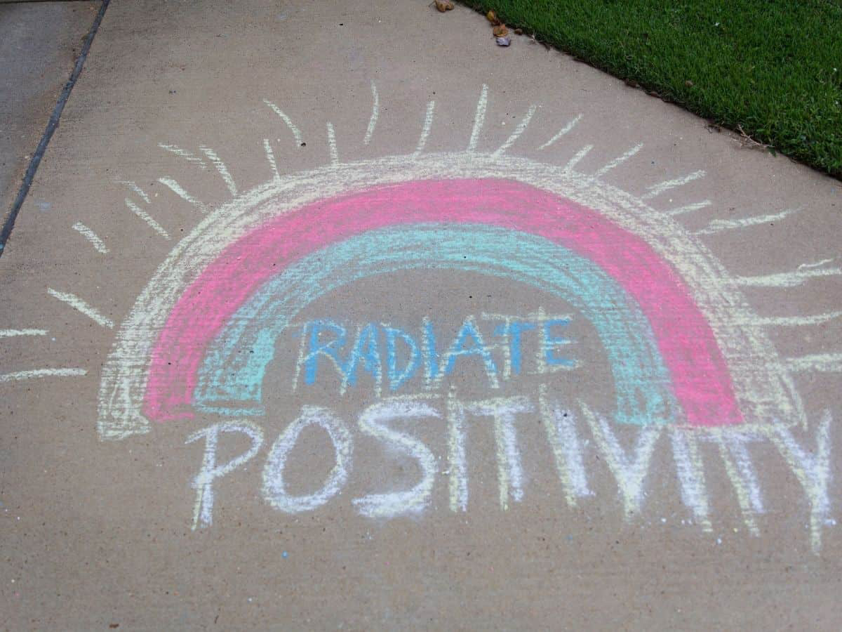 radiate positivity uplifting chalk drawing