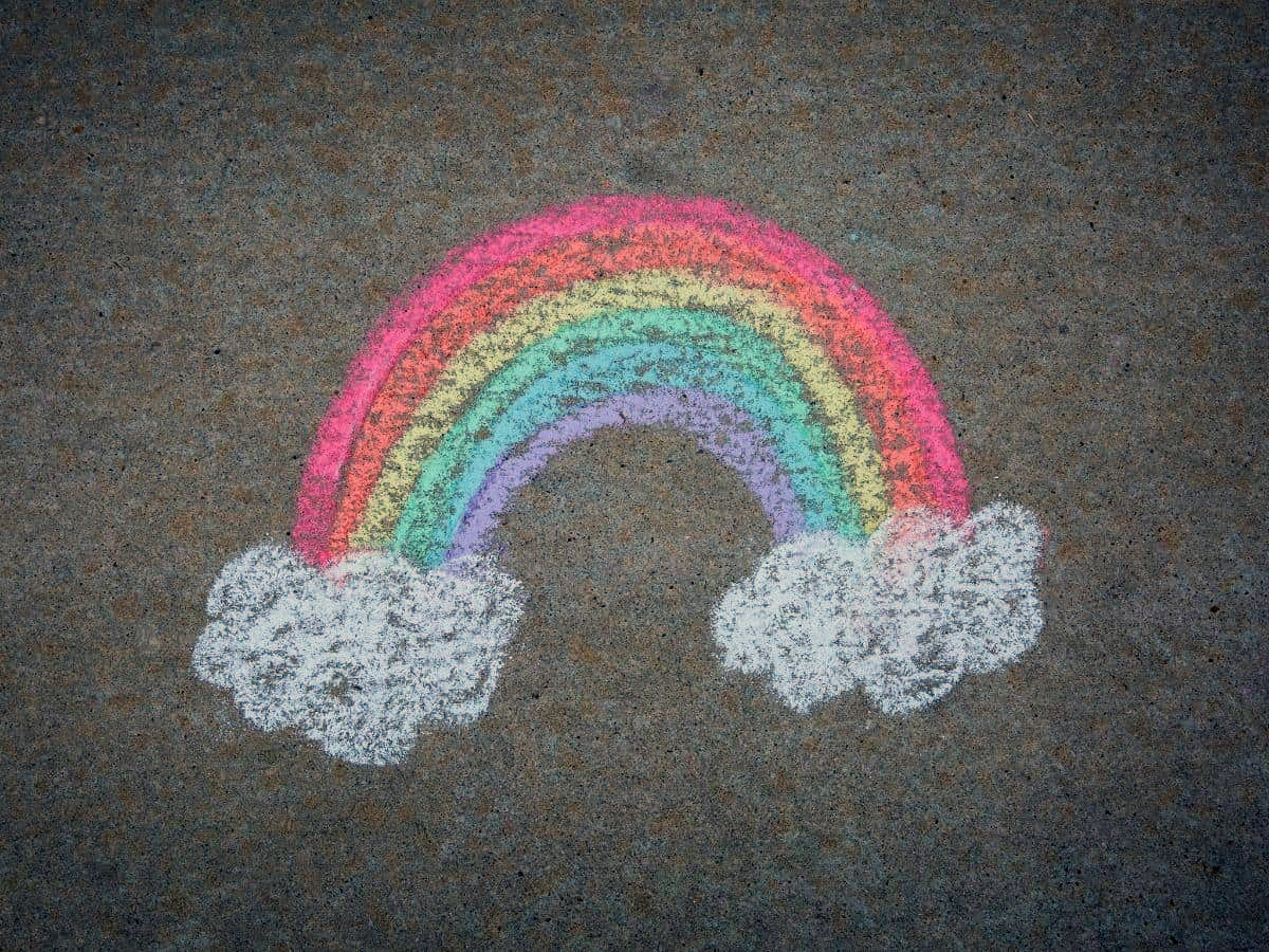 kids rainbow chalk art simple and easy