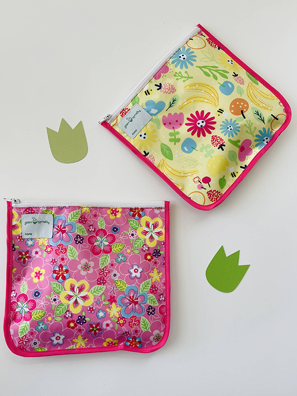 reusable sandwich bag with Spring themed prints