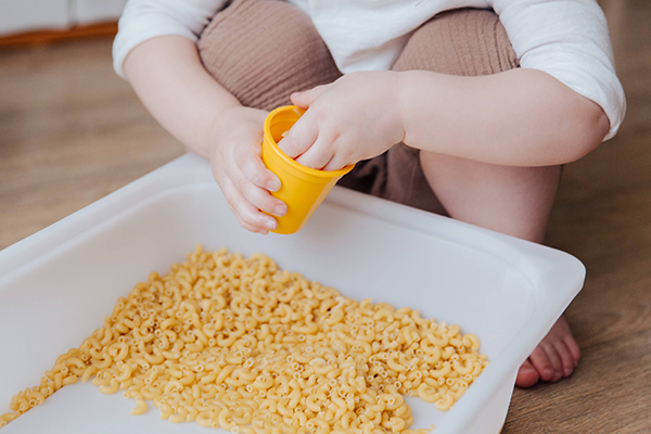 dried pasta sensory bin filler ideas