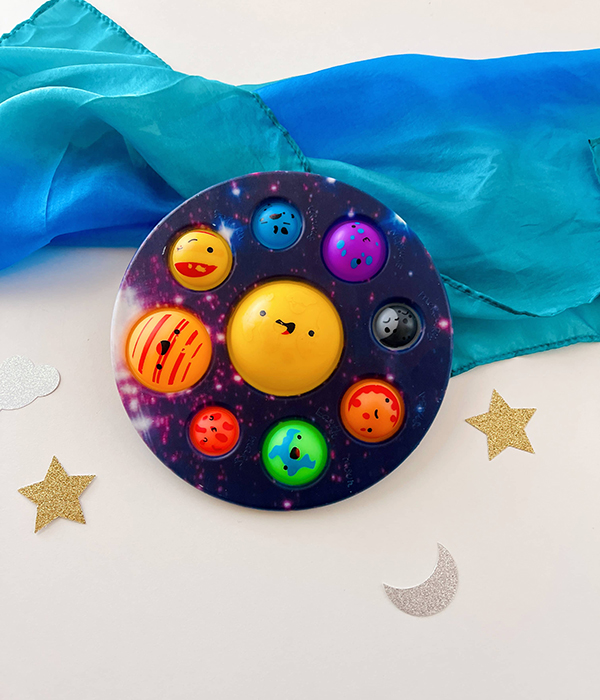 sensory friendly space themed bubble push toy for kids