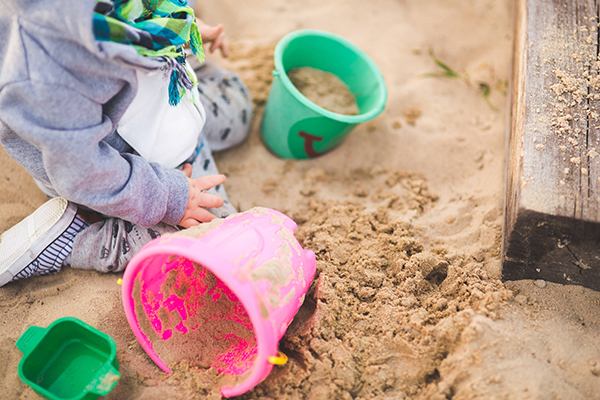 sand sensory bin play for toddlers