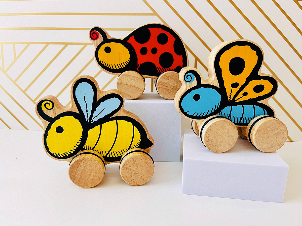 spring themed wooden critters sensory toys for infants