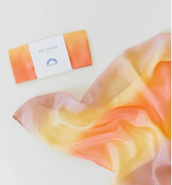 orange and yellow silk play scarf