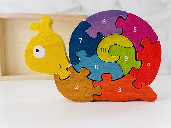 wooden snail number puzzle learning toy