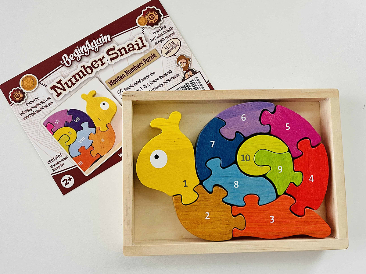 snail wooden puzzle blocks for kids