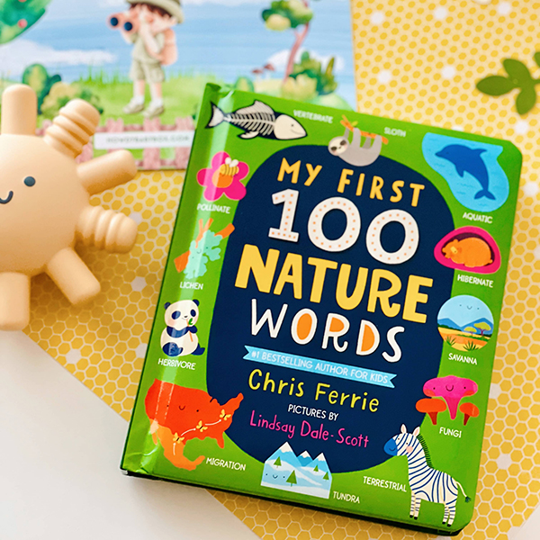 100 nature words baby board book from Howdy Baby subscription box for expecting moms