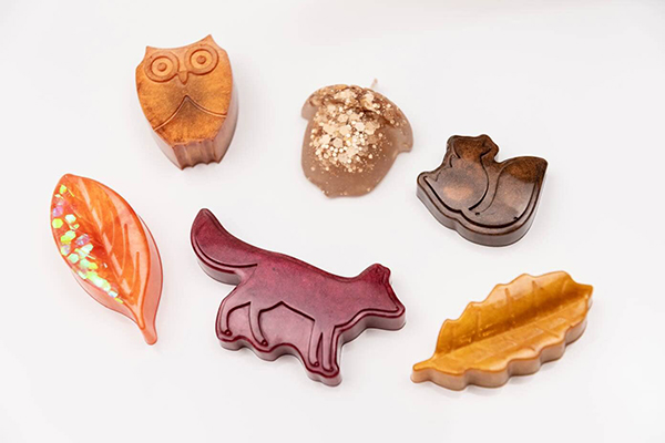 fall resin shapes from the November 2022 Howdy Baby subscription box for moms and littles
