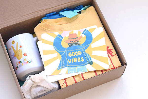 Good Vibes theme from the May 2023 Howdy Baby subscription box for mother's day