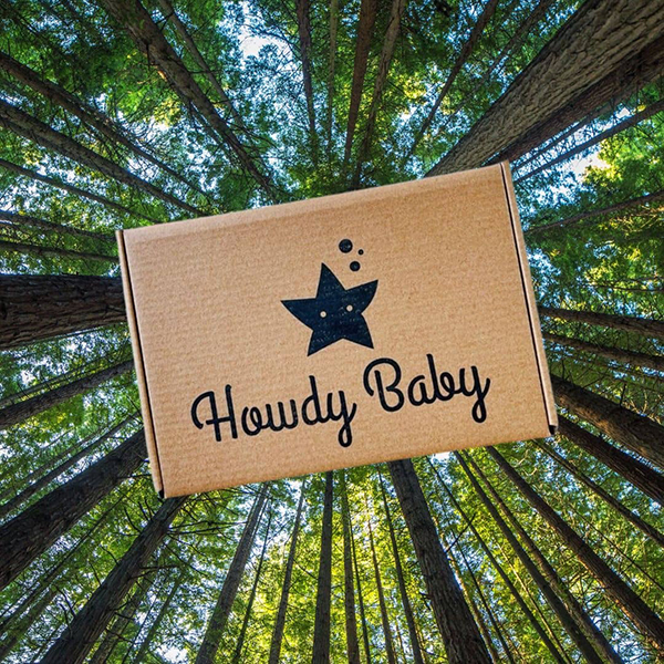 Howdy Baby Box subscription box for new moms Adventure Awaits theme August 2022