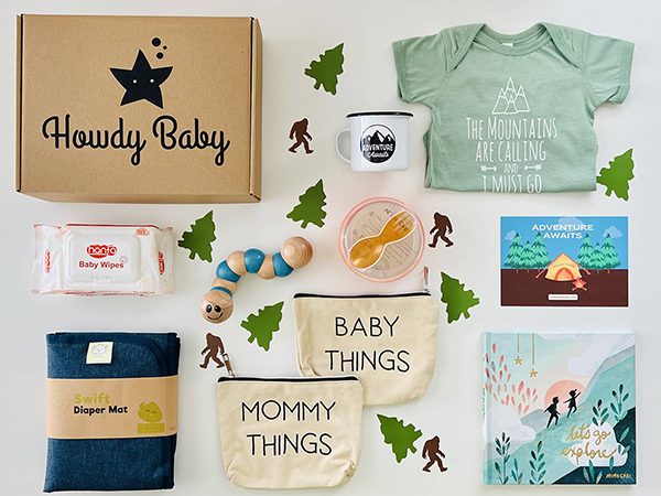 Howdy Baby subscription box for new mom and baby August 2022 unboxing