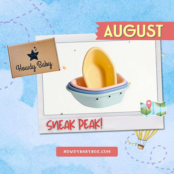 August 2024 Howdy Baby Box subscription boxes for children sneak peek 2 floating boats set