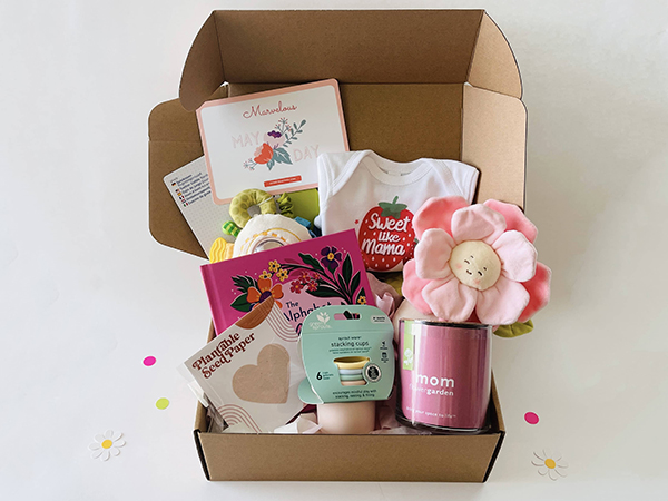 all the products found in May 2024 Howdy Baby Box subscription boxes for Mother's Day