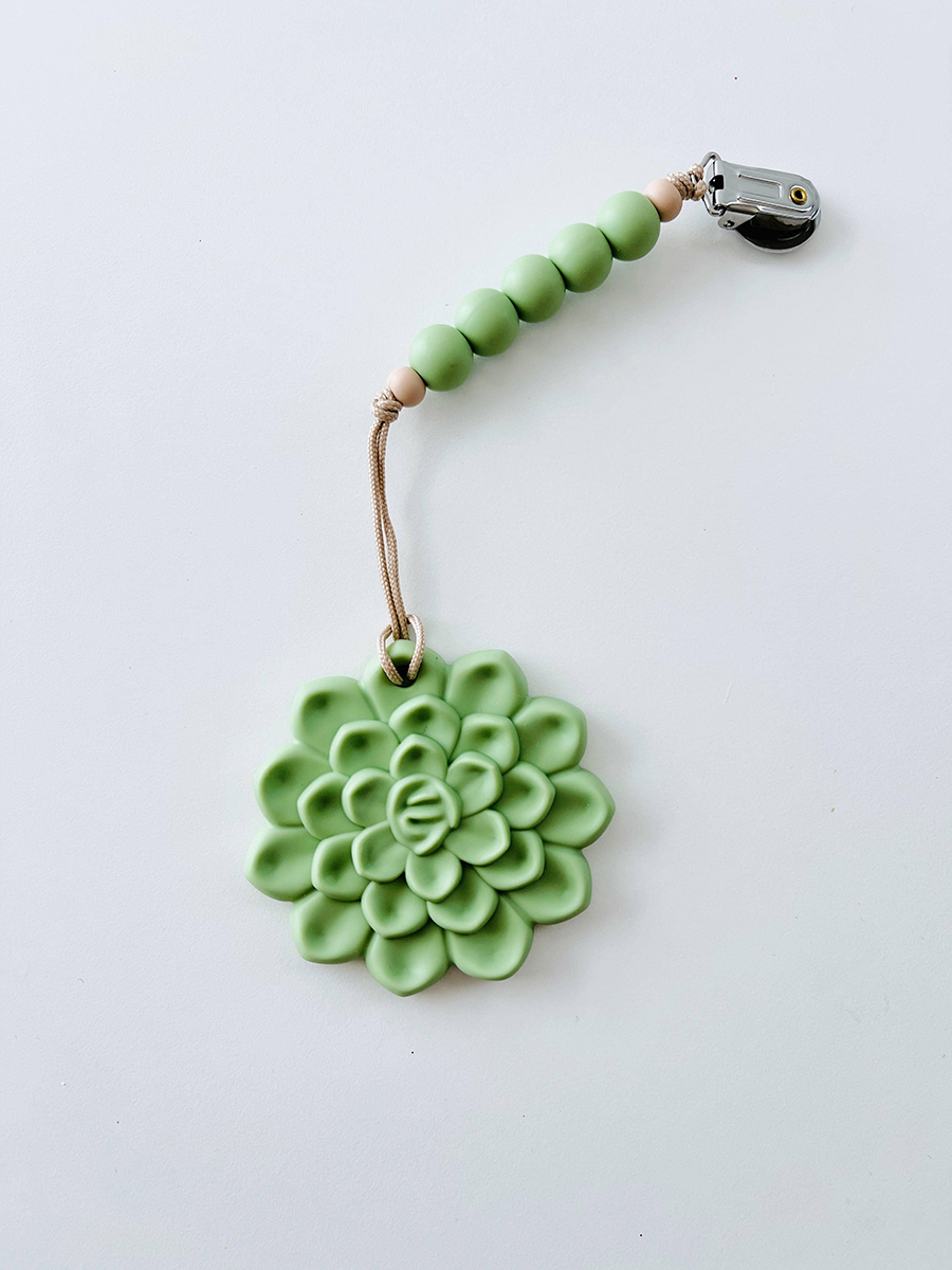 green succulent baby teether