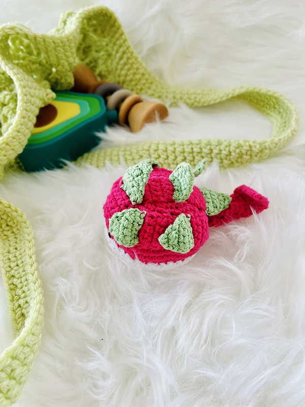 dragon fruit rattle teething fruit toy
