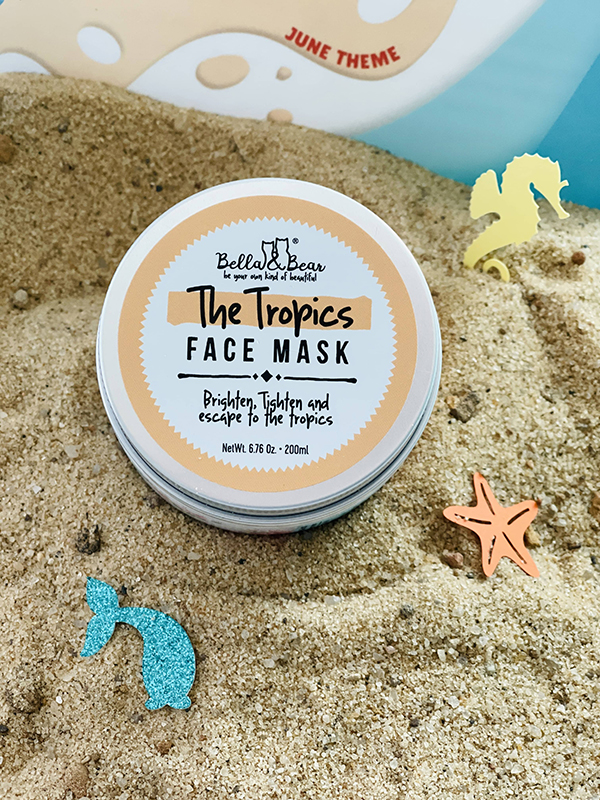the tropics facial mask self care item for mom from June 2022 Howdy Baby Box