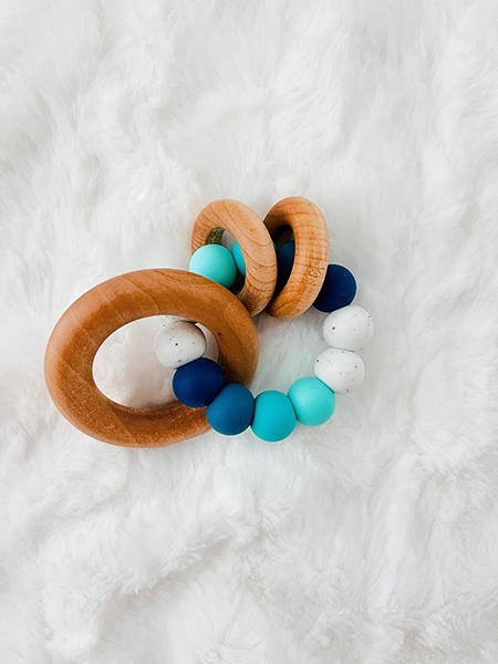 wooden baby teethers with silicone beads