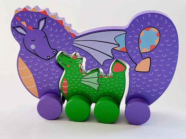wooden dragon rolling toy