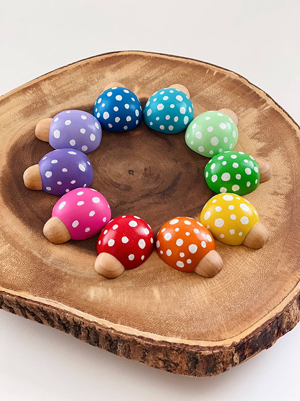 set of 10 wooden ladybugs