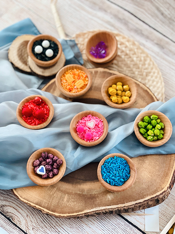 wooden sorting bowls