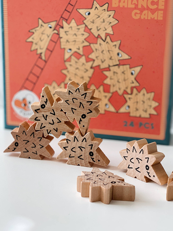 hedgehog wooden toy balance game