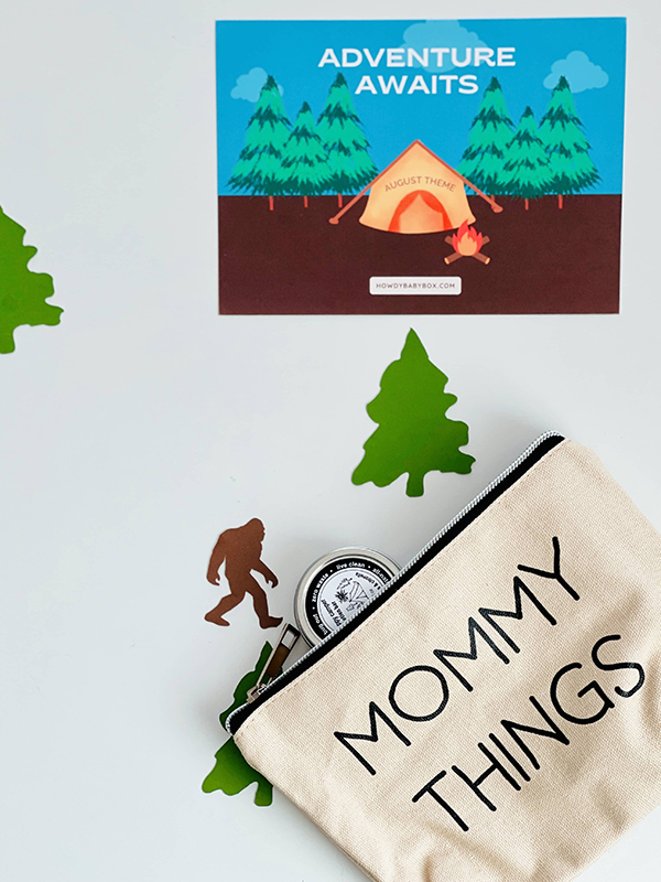 mommy things zippered travel tote from the August 2022 Howdy Baby subscription box for new moms