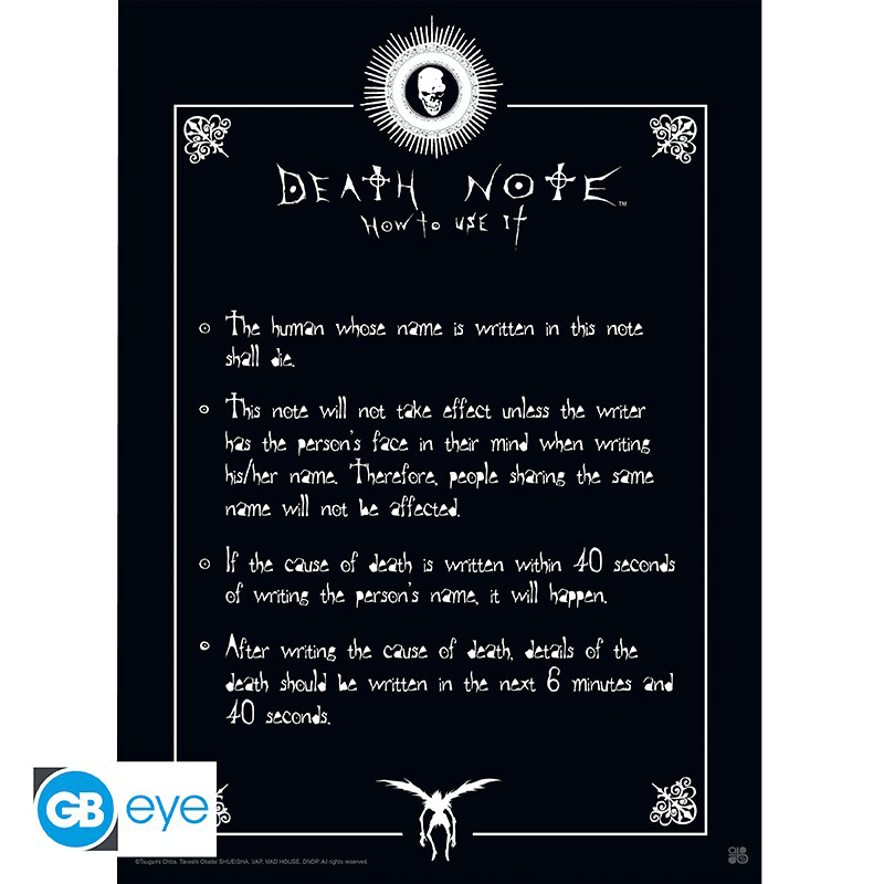 Poster Death Note - Death Note - Light Yagami - règle carnet de la mort- Ryuk - Manga box - Japanime - Box manga
