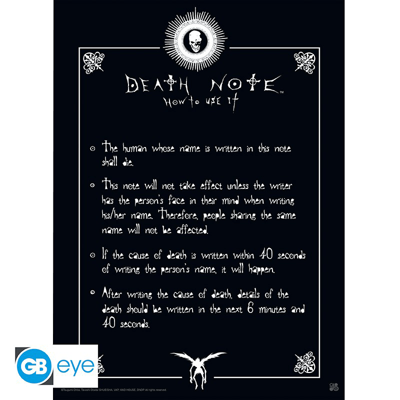 Poster Death Note Poster Death Note - Death Note - Light Yagami - règle carnet de la mort- Ryuk - Manga box - Japanime - Box manga
