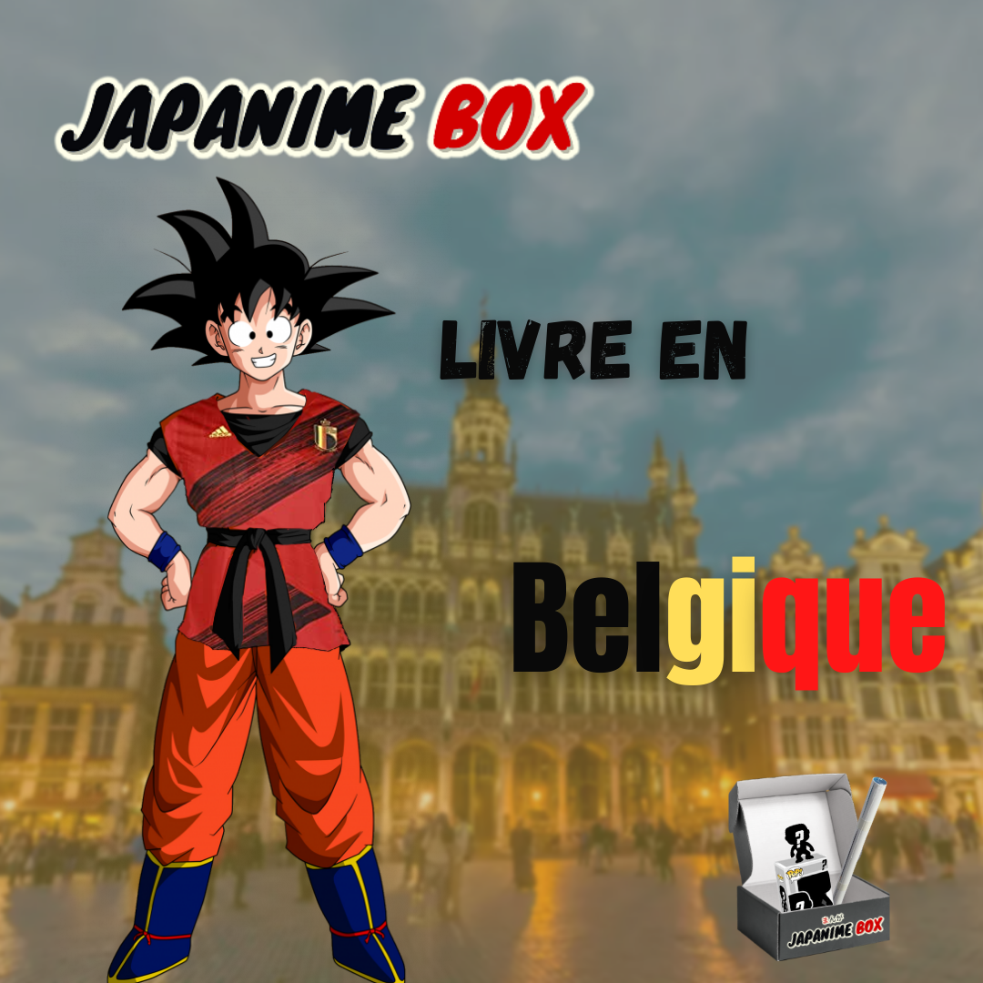 Japanime box livre ses box anime en Belgique, goku de dragon ball avec le maillot de la belgique