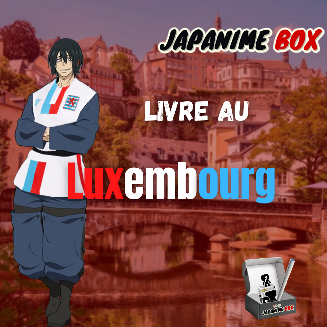 Japanime box livre ses box animés au Luxembourg, Benimaru de fire force avec le maillot du luxembourg