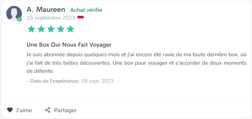 Avis Maureen - Box Voyage - La Therapie Box Box voyage Avis Maureen