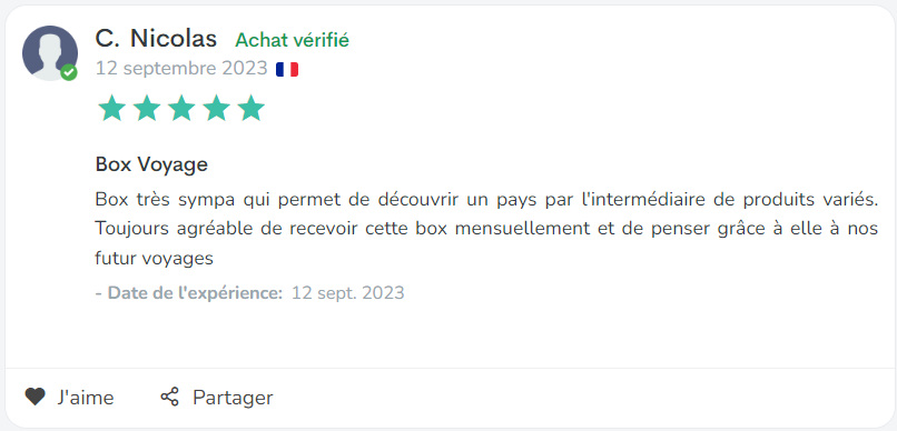 Avis Nicolas - Box Voyage - La Therapie Box Box voyage Avis Nicolas