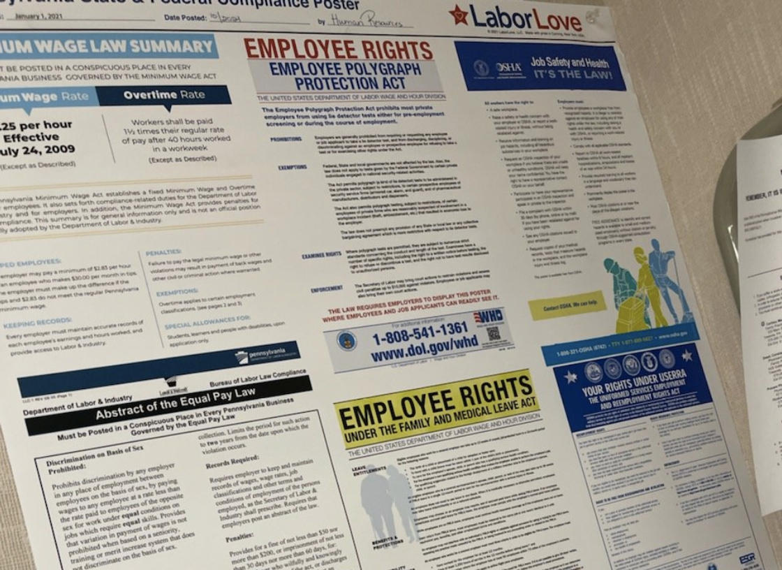 2022 Labor and Employment Law Poster Upcoming Changes