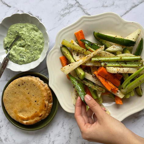 SPICED CRUDITES WITH A CAPER PARSLEY DIP