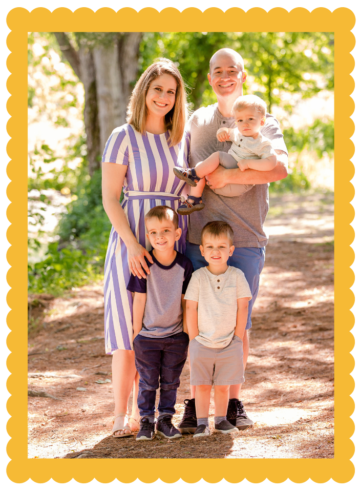 My Pre-K Box owner and founder, Lindsey Eder with husband and three young sons