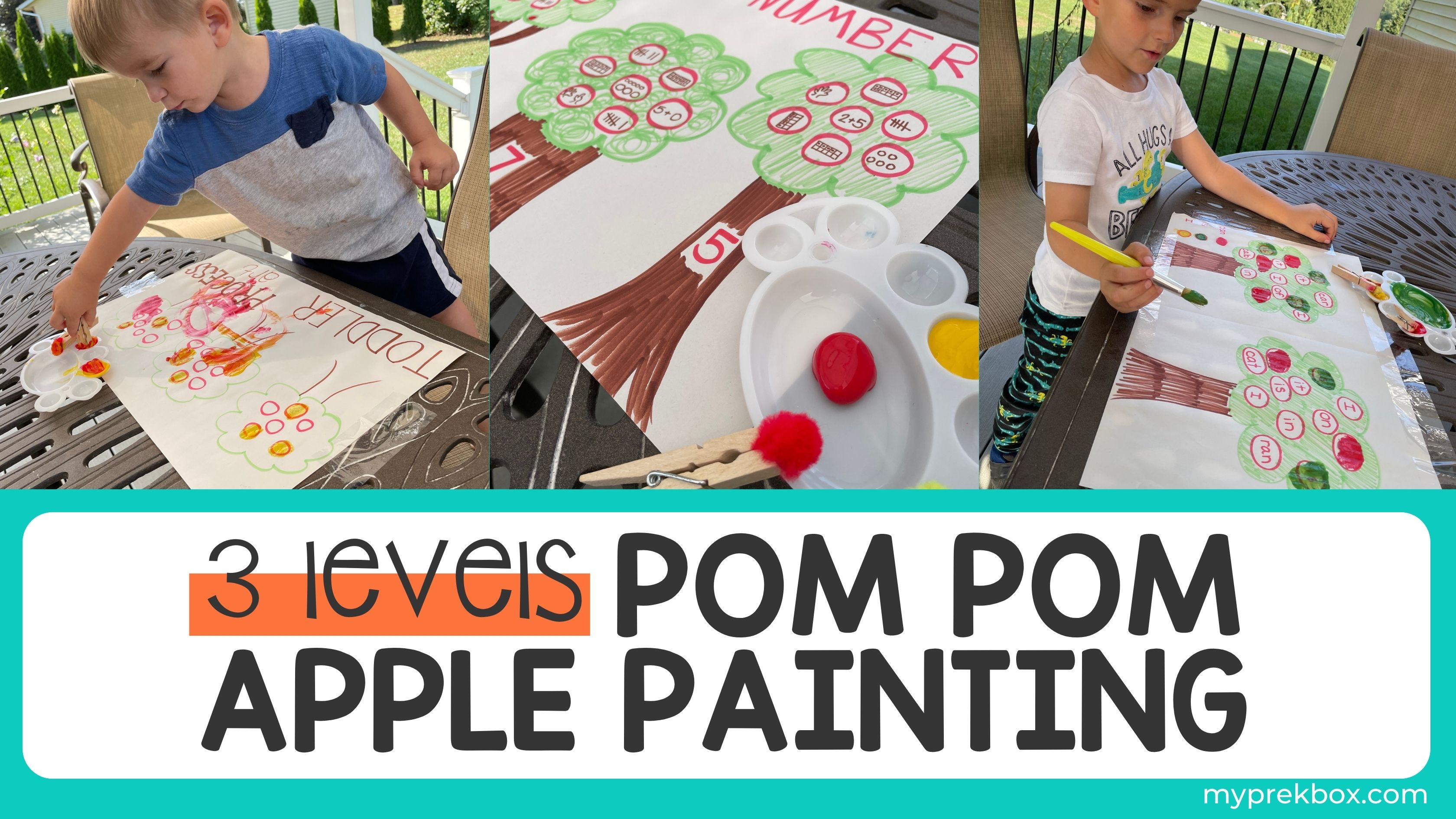 Pom Pom Apple Painting