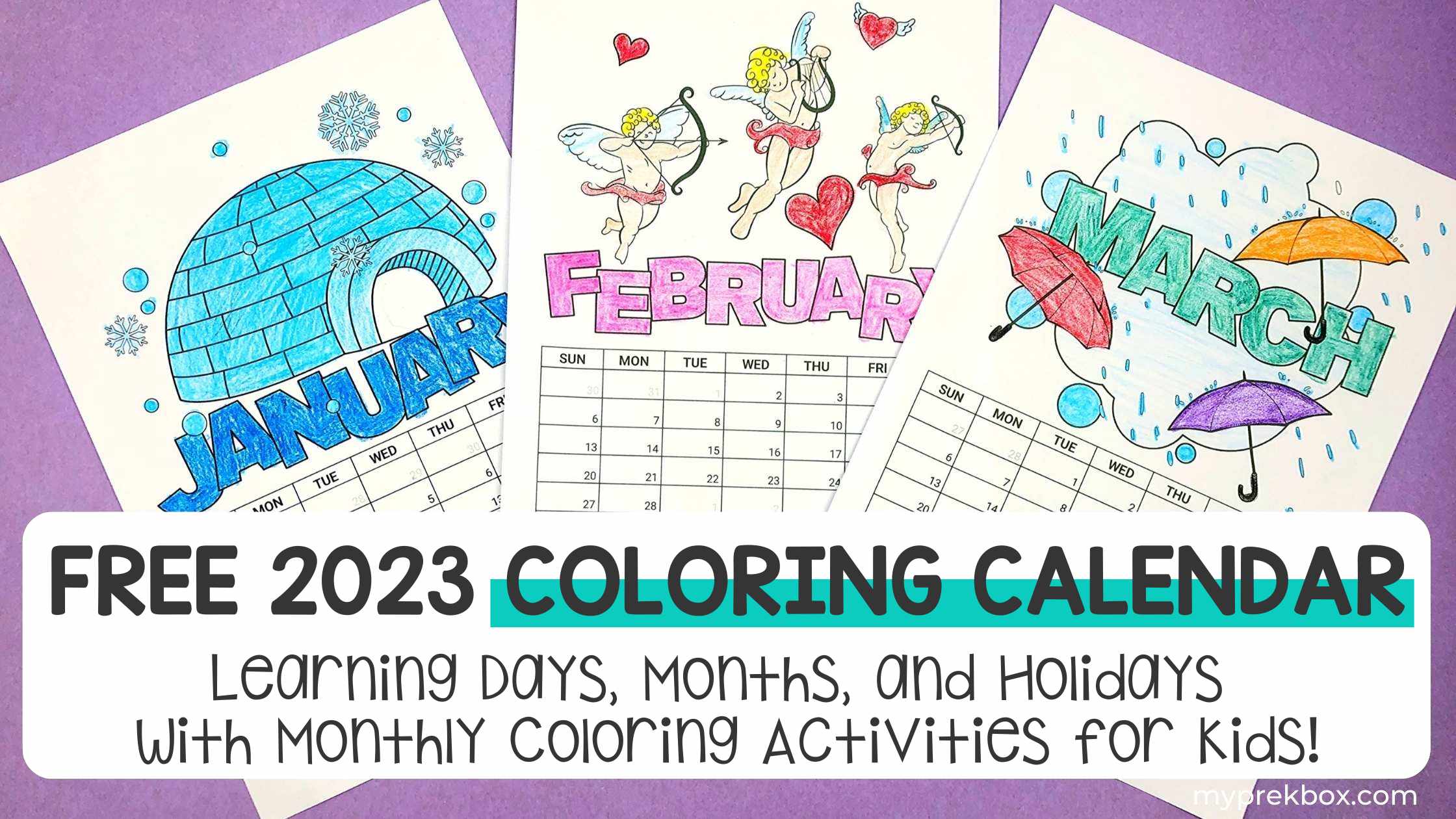 Fun Printable Coloring Calendar for Preschoolers