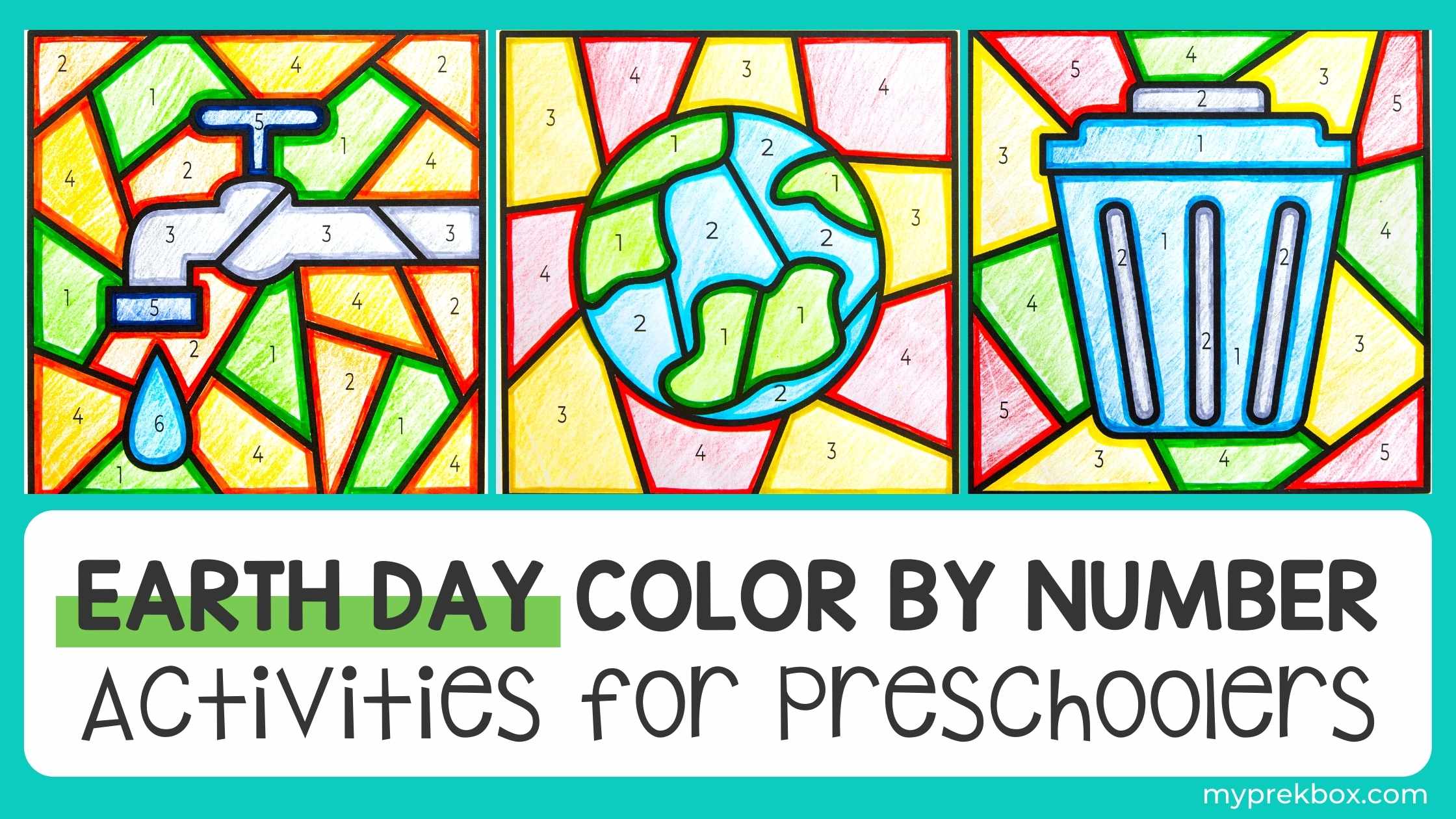 Earth Day Color by Number Activities for Preschoolers