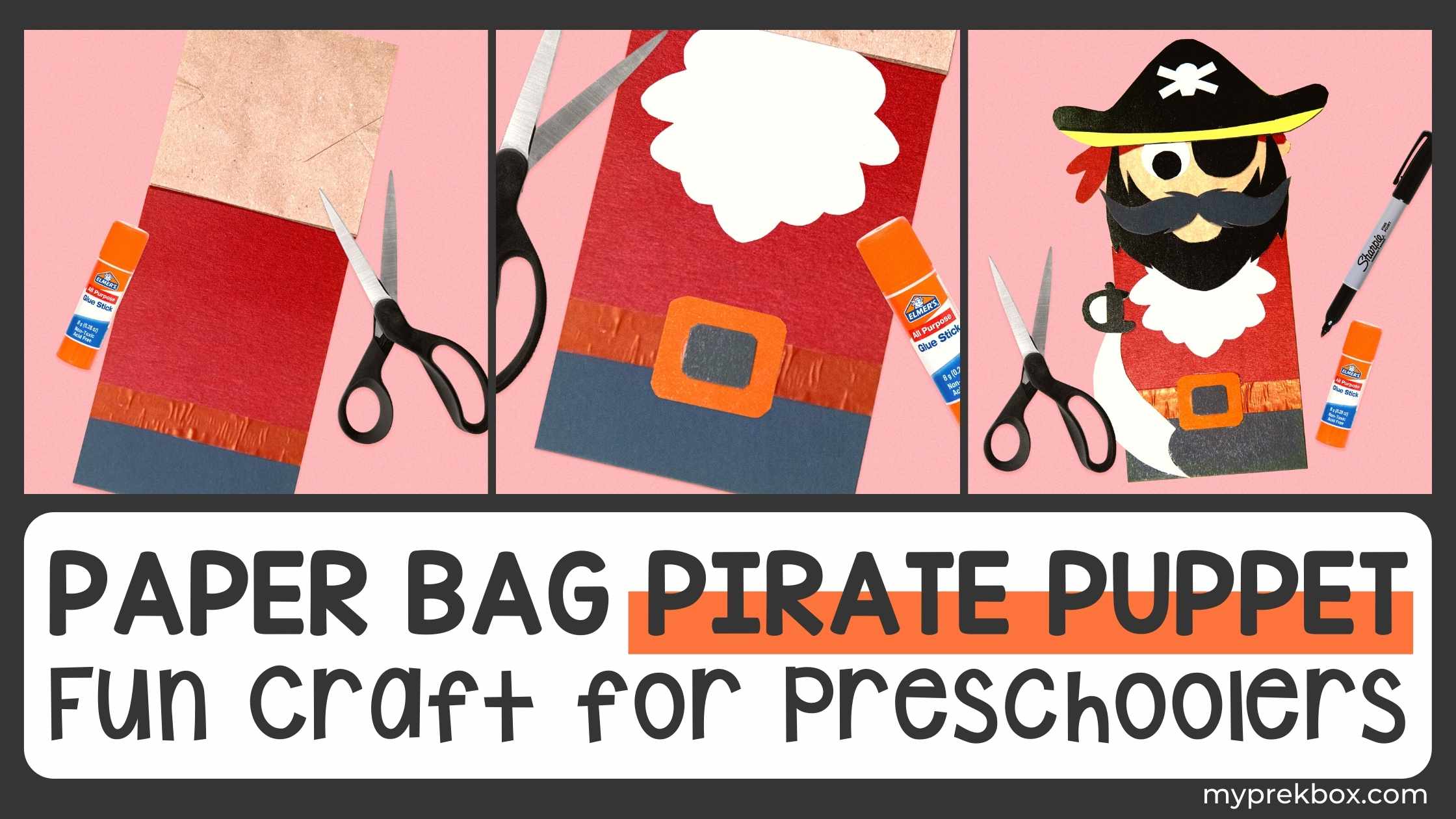 Fun Paper Bag Pirate Puppet Preschool Craft