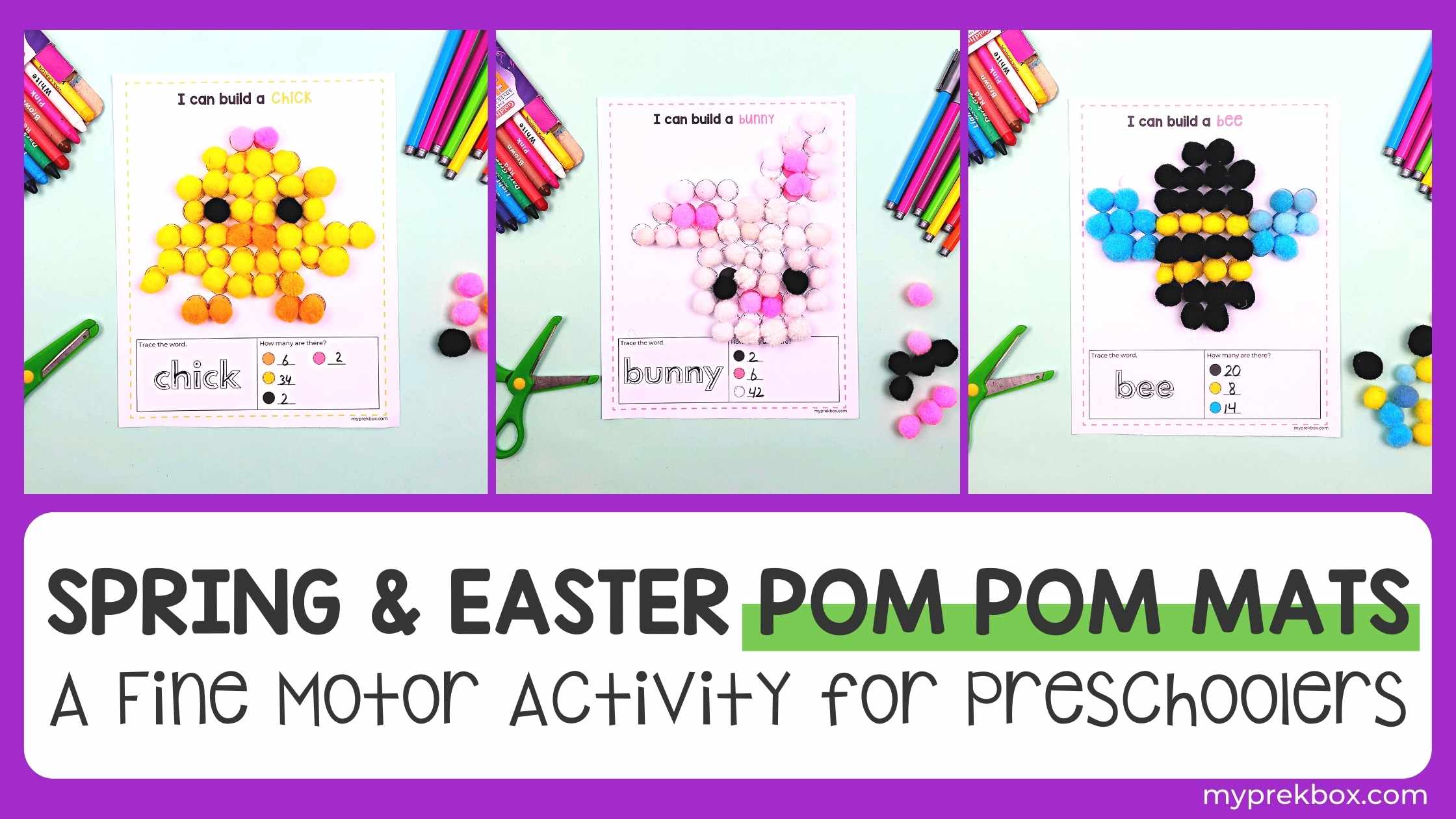 Fun Preschool Fine Motor Activity: Spring and Easter Pom Pom Mats