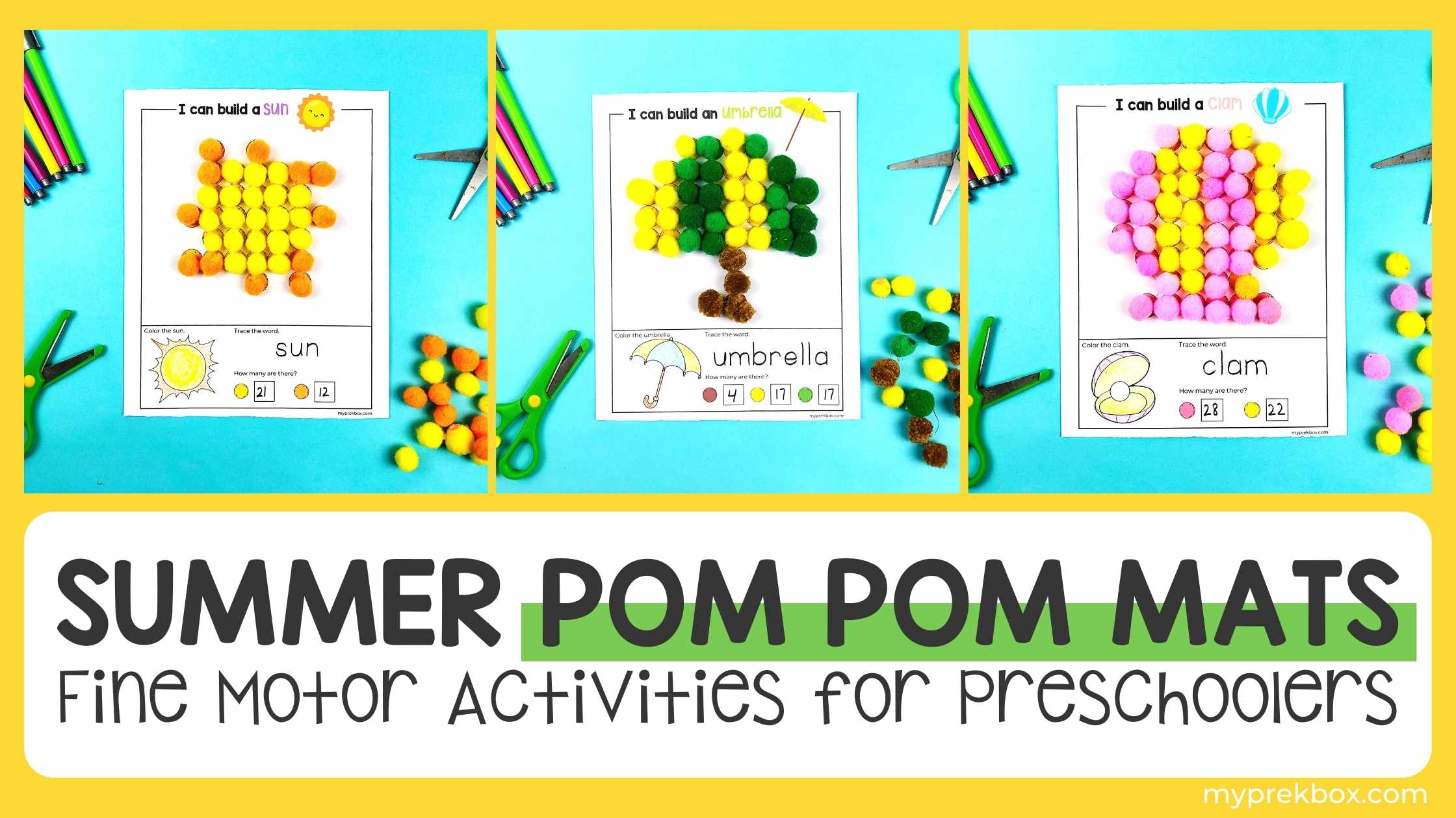 Summer Pom Pom Mats: Fine Motor Activities for Preschoolers 